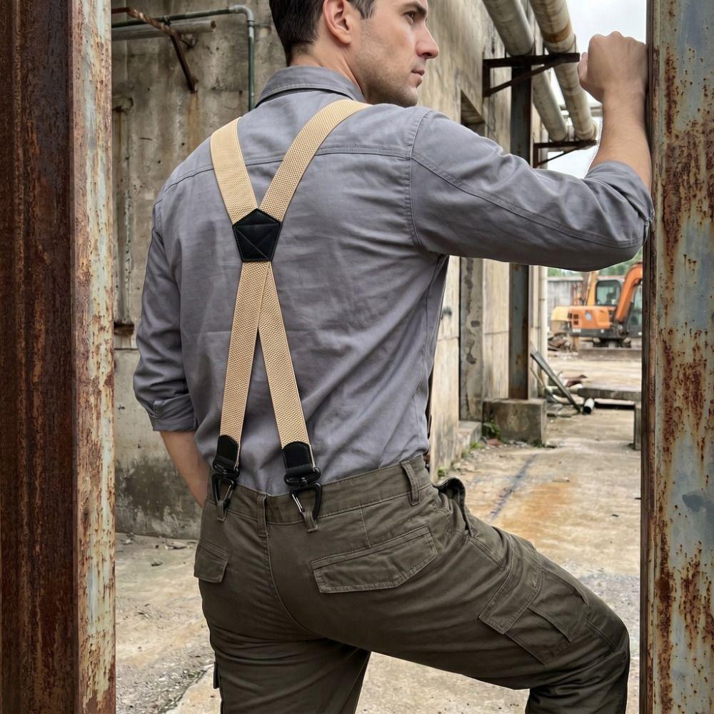 3.8cm Wide Work Suspenders Heavy Duty Anti-slip Suspenders Elastic Pants Braces  Casual Wear