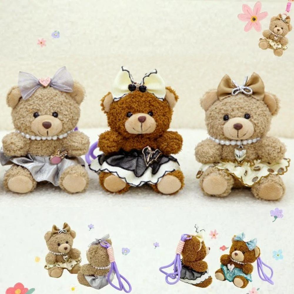 Cute Plush Bear Pendnat Ornaments Car Key Ring Lovely Stuffed Dolls  Backpack Decor