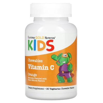 Vitamina C Masticabile per Bambini con Complesso di Bioflavonoidi, Gusto Arancia, 90 Compresse Vegetariane