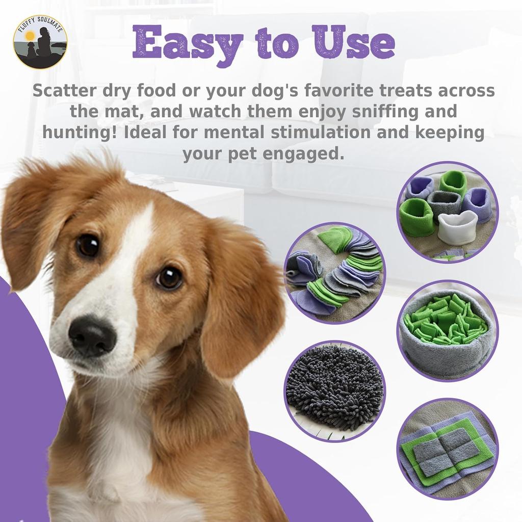 Paw Shaped Snuffle Mat 29"x29" for Small, Medium, Big Size Dogs, Cats; Interactive Slow Feeding Sniffing Mat for Mental Stimulation, Puzzle Toy for