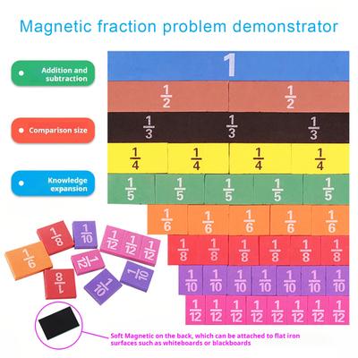 Magnetic Fraction Tiles Math Manipulatives Hands-On Visual Learning Rainbow Fraction Blocks Elementary School Educational Kit for Kids