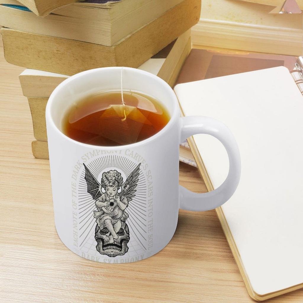 11oz Weiße Keramiktasse mit glänzender Oberfläche und bedruckter Beschichtung, Hitzebeständige Tasse für Kaffeepausen und täglichen Getränkekonsum