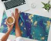 Protective Desk Mat Keyboard Mouse Pad Marble Waves 90x45 cm