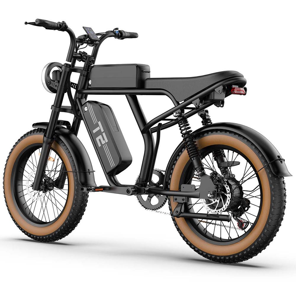 Urlife T2 Electric Bicycle 20" Fat Tire 500W Motor All Terrain Adult Electric Bike 7 Speed Dual Disc Brakes Max Load 120Kg