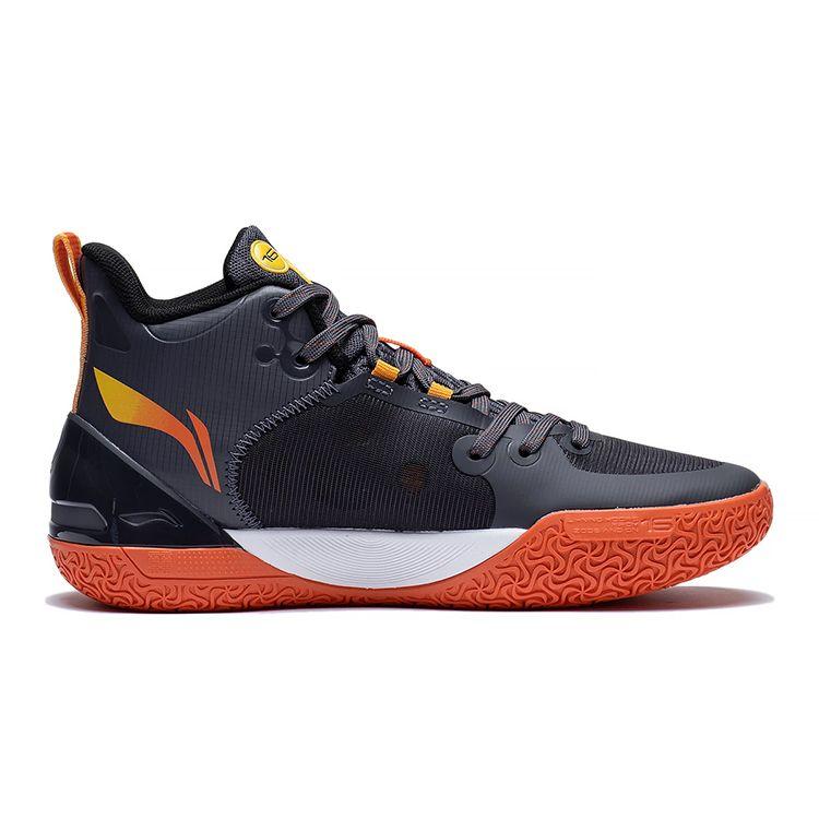 Li Ning Youth Yu Shuai 16 Mid Anti-Slip Shock Absorption Wear-Resistant Rebound Basketball Shoes Kids Basketball Shoes Black Yellow Orange YKBT012-5