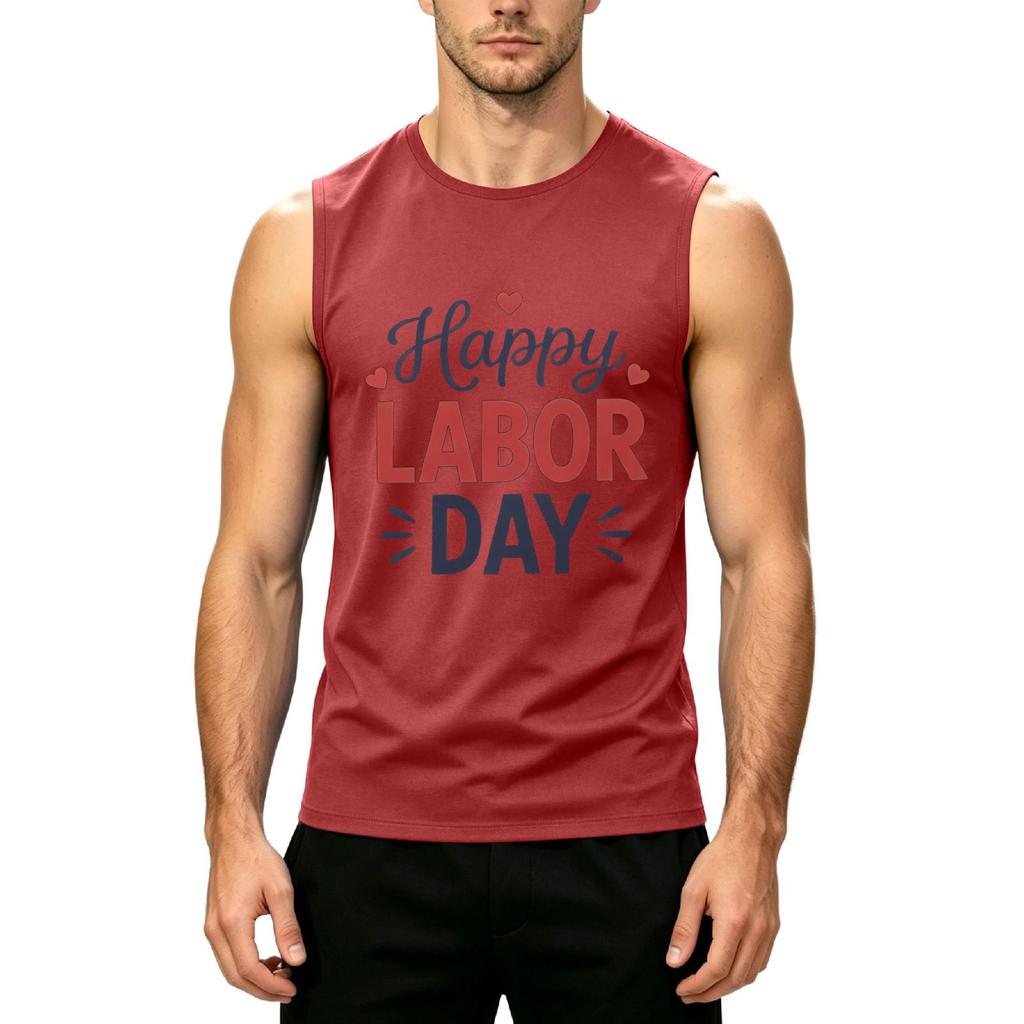 Men's Sleeveless Casual Tank Top Muscle Shirt Lightweight Printed Summer Workout Fitness Gym Tee