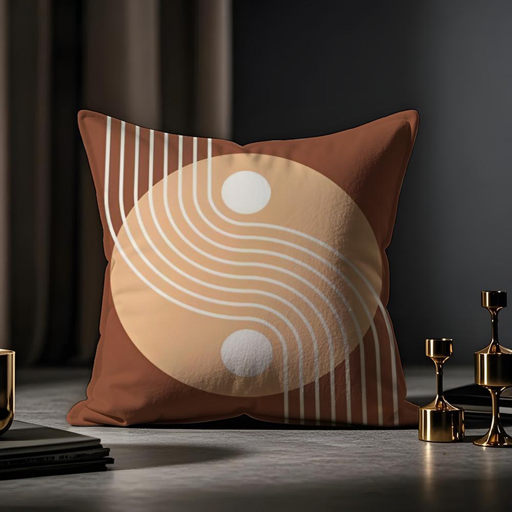 Morandi Geometric Abstraction Pillow Case Antidustmite Pillowcase Invisible Zipper Silky Short Plush Sofa Cushion Cover