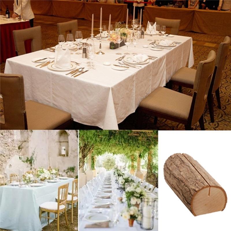 20Pcs Wood Table Number Holders Stand Wood Name Card Holders Wood Name Cards Food Label Memos Photo Holders for Wedding