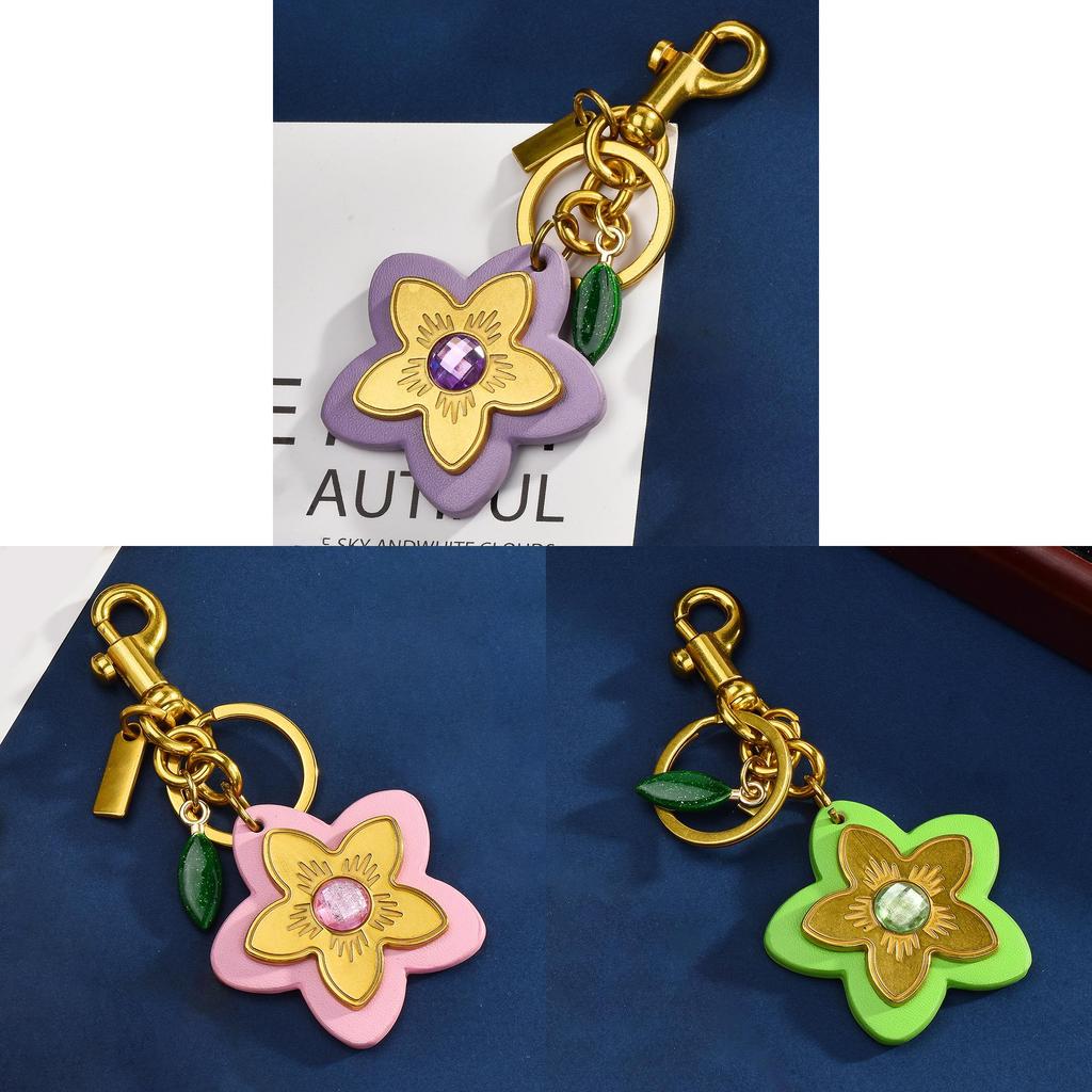 Style Flower Keychain For Handbags And Car Keys With Metal Plating For Gifts