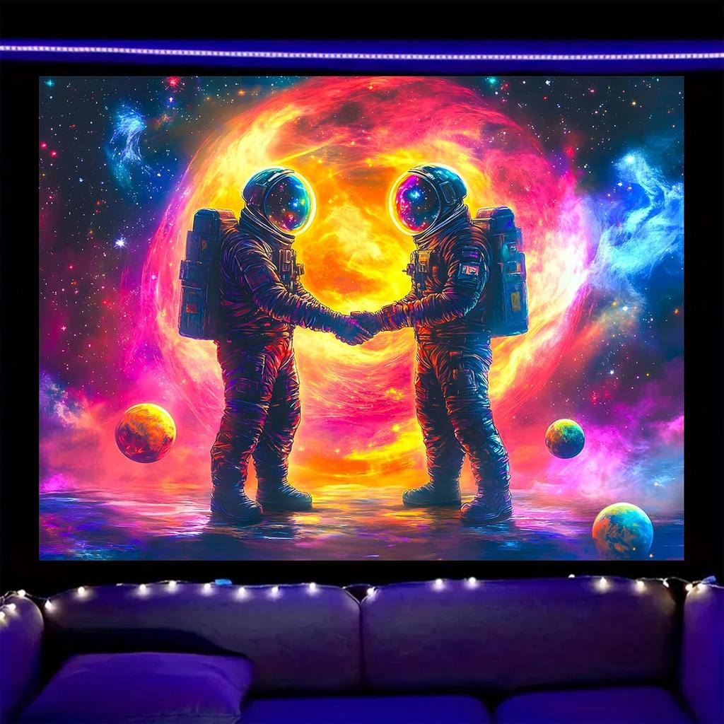 Nuxovilar UV Reactive Tapestry – Skull and Mushroom Scene Blacklight Wall Hanging, Enchanted Forest Glow Art for Bedroom and Living Room Decor,