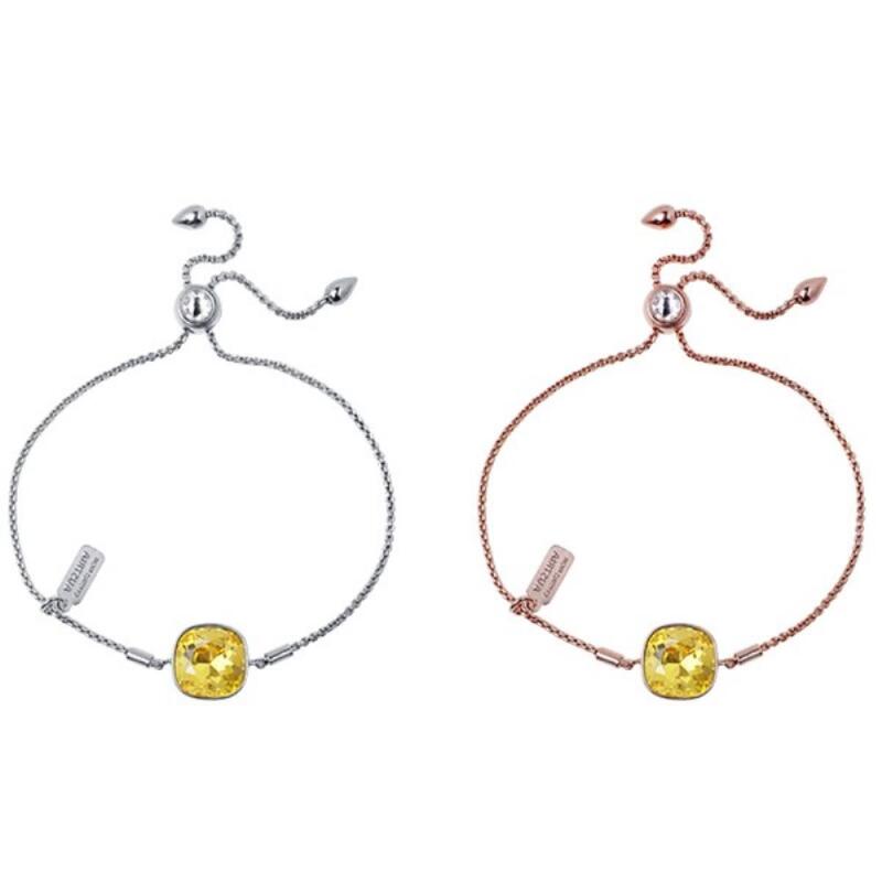 Penbir Women's Light Bracelet Crystal Topaz Yellow