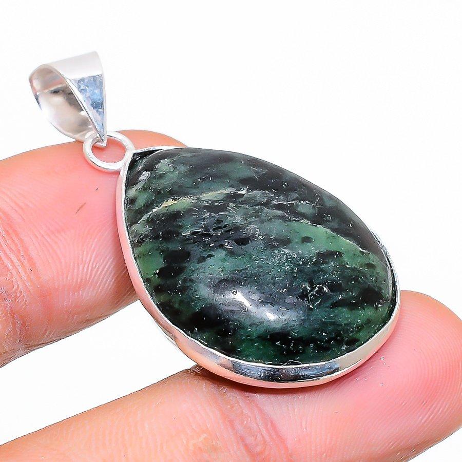 

Подвеска ручной работы из стерлингового серебра 925 пробы с натуральным рубином зозитом 1,58 дюйма h5K85