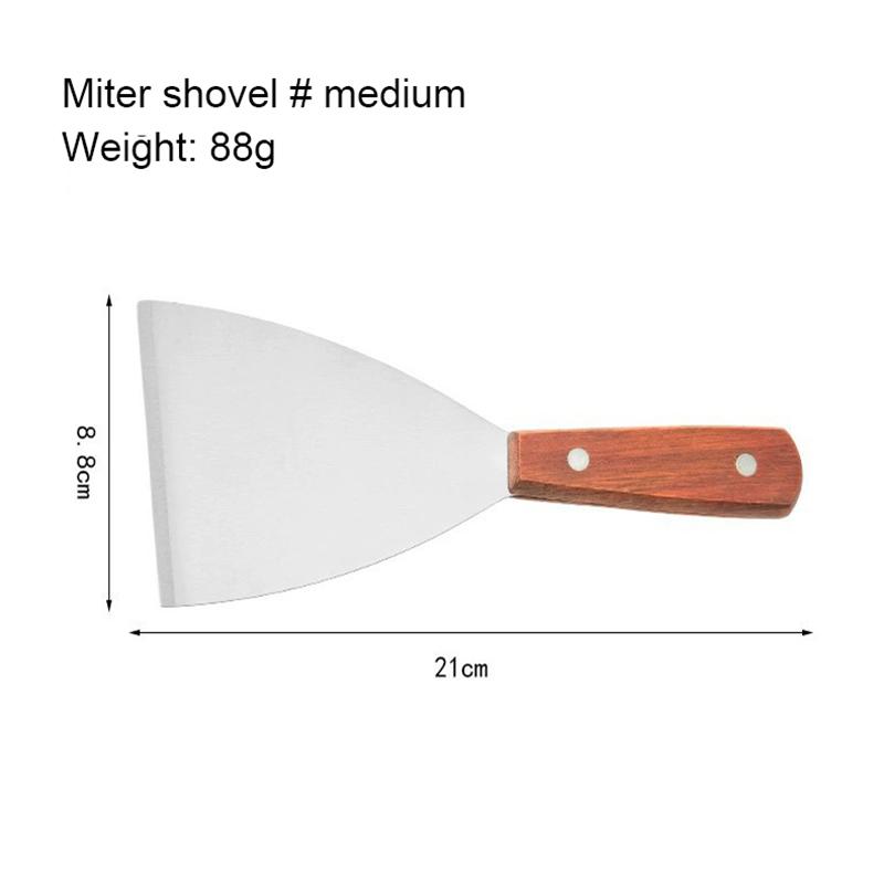 Stainless Steel Cooking Shovel Wooden Handle Pancake Shovel Frying Steak Shovel Barbecue Tool Teppanyaki Kitchen Accessories