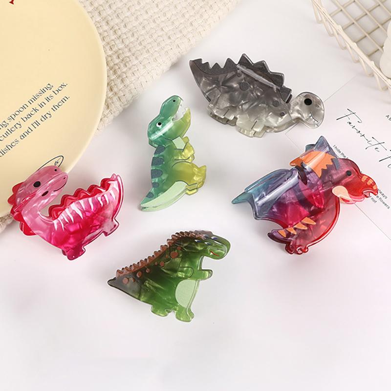 Desenho Animado Fofo Criatividade Animal Dinossauro Acrílico Garra de Cabelo Para Mulheres Menina Trendy Engraçado Presilha de Cabelo Adorno de Cabeça Acessórios de Cabelo
