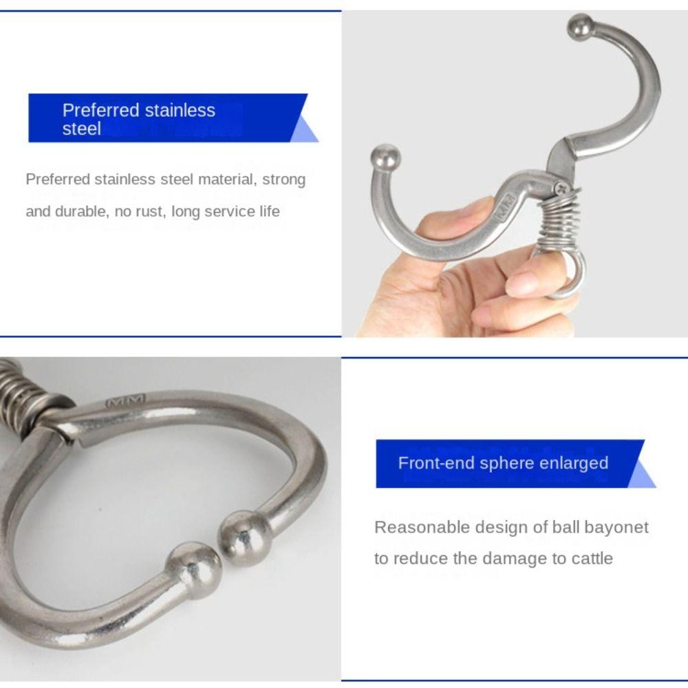 Inel Nazal Bovin Argintiu Oțel Inoxidabil Clip Bovin Plumb Nas Taur Agricultură Zootehnie Accesoriu