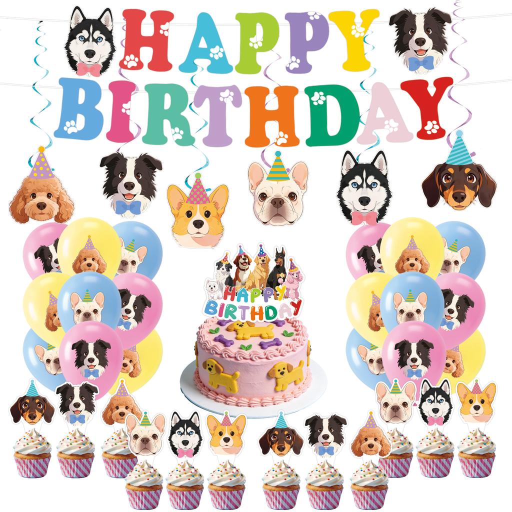 Cartoon Puppy Dog Birthday Party Decorations Supplie Celebration Party Disposable Banner Tablecloth Cup Plate Baby Shower Set