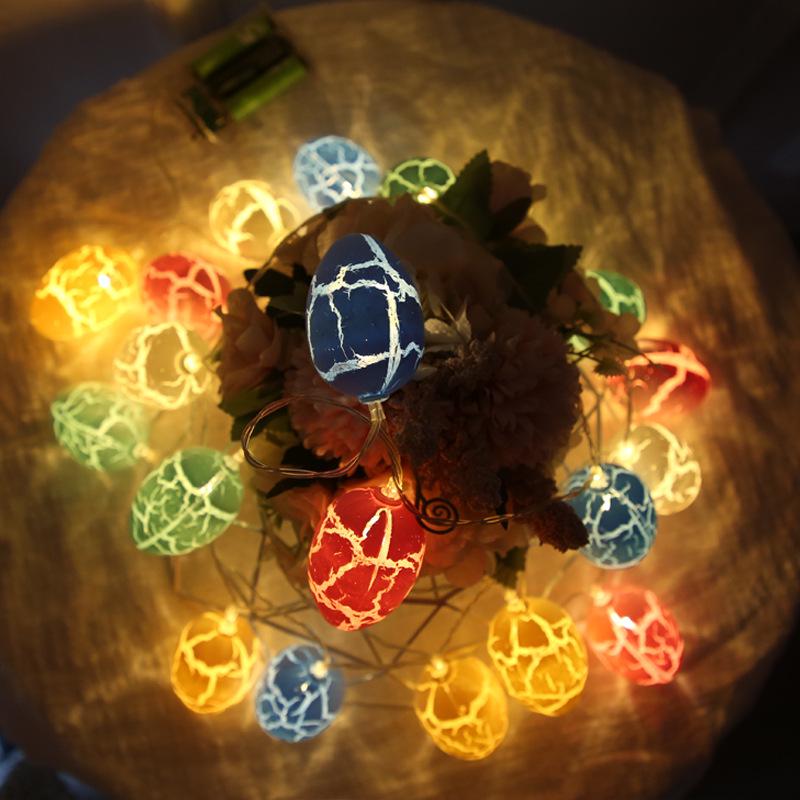 Rechargeable LED Crackle Color Egg String Lights for Holiday and Easter Decoration