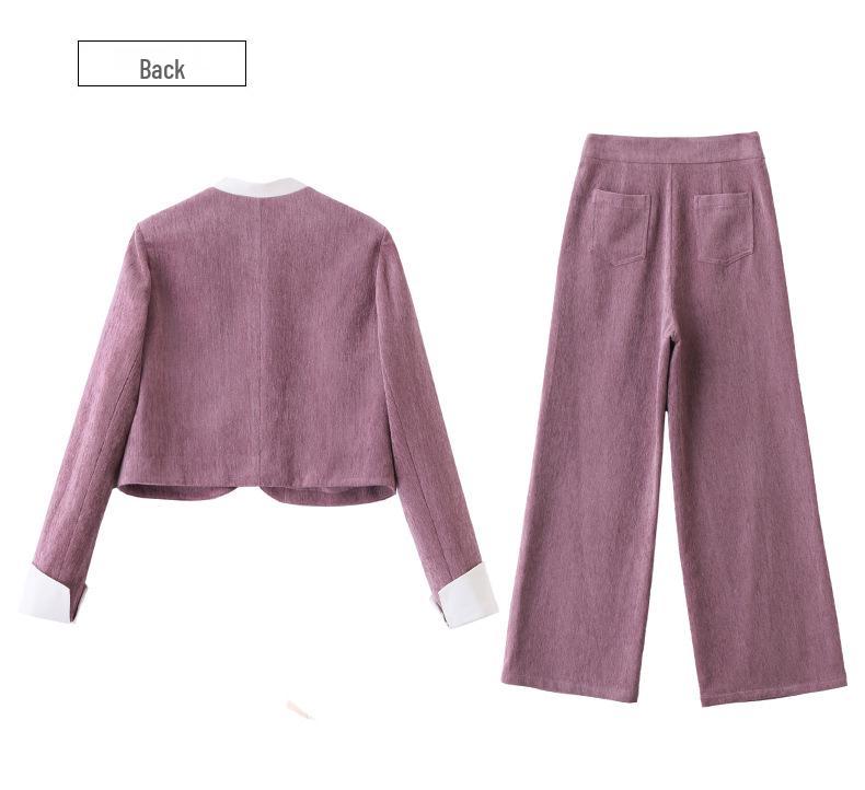 2025 Spring Women's Jacket & Wide-Leg Pants Two-Piece Set - Little Fragrance Style