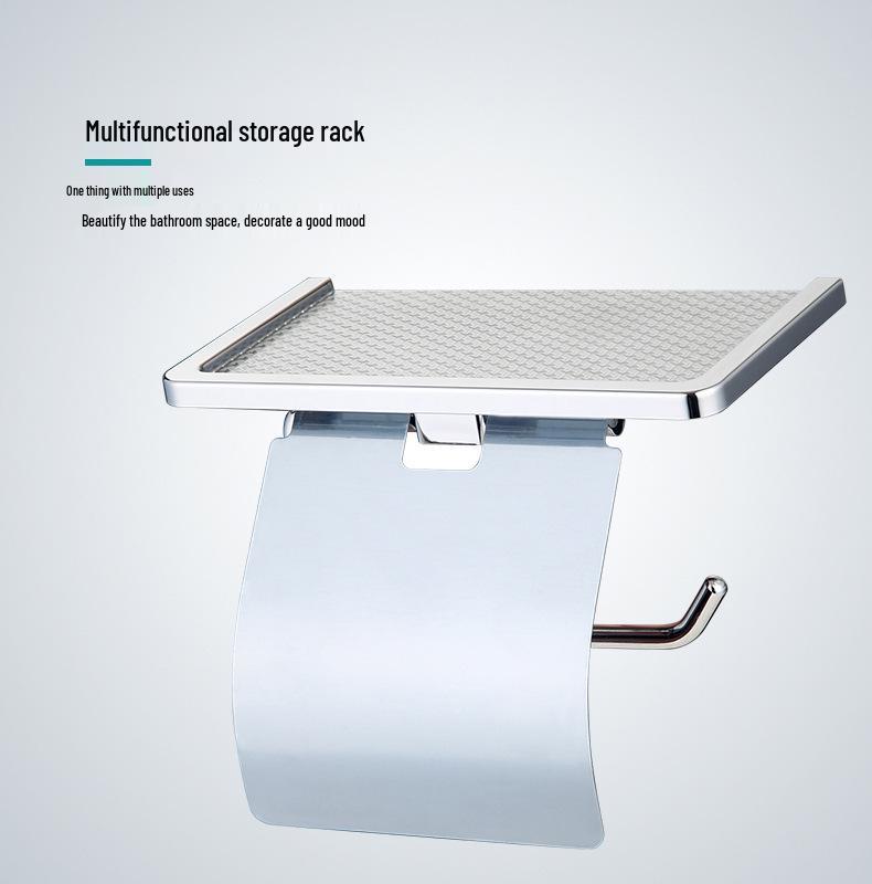 Punch-Free Stainless Steel Waterproof Toilet Paper Holder - Korean Style Bathroom Storage Rack