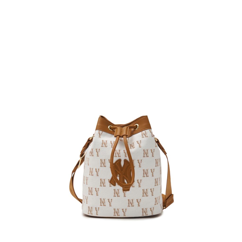 New MLB Cotton Bucket Bags Shoulder Bags Regular Women's Camel 7ACRMO24N-50CAS