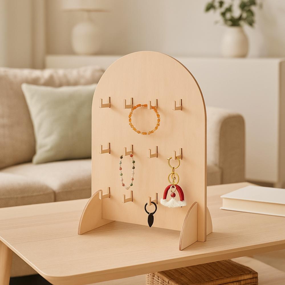 Wooden Jewelry Storage Rack Arch Ring Holder Multifunctional Earring Display Rack  Trade Show