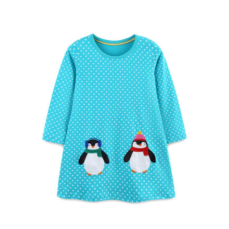 Autumn European Style Polka Dot Embroidered Princess Dress for Girls 2Y