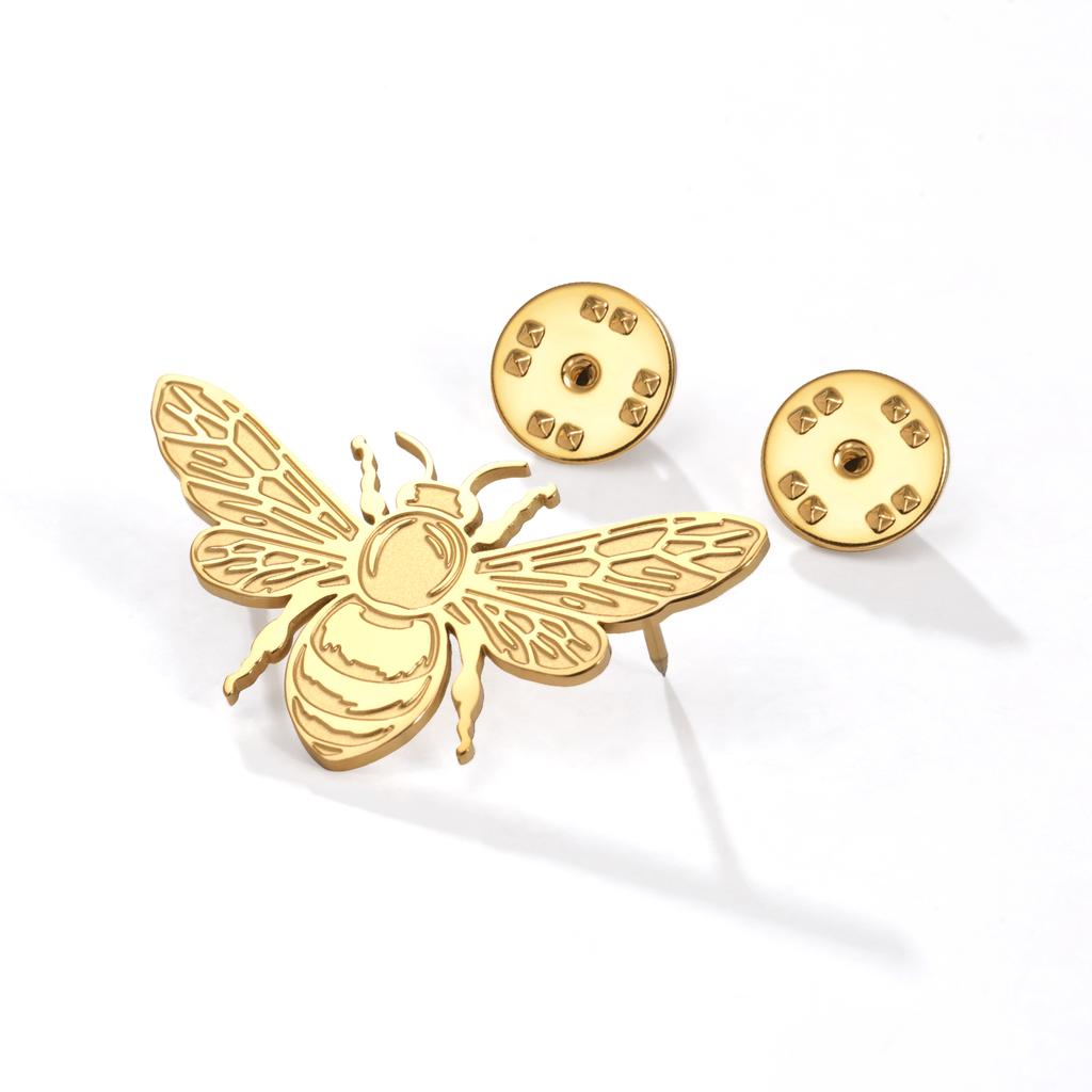 LIKGREAT Insect Honeybee Brooch Pin Vintage Bee Badge Stainless Steel Accessories Punk Jewelry Gift for Shirt Hat