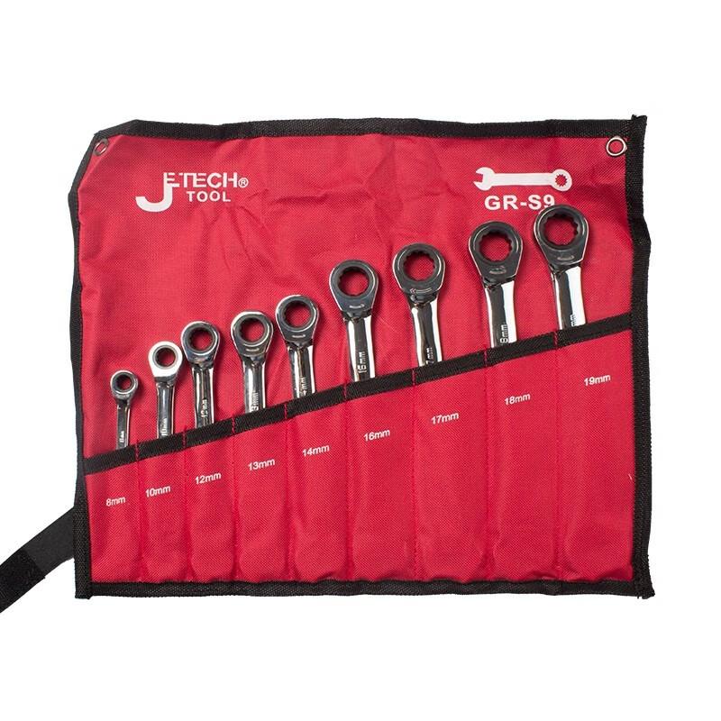 SMVP Набор из 9 двусторонних трещоточных ключей Вилка CN (адаптер в комплекте)