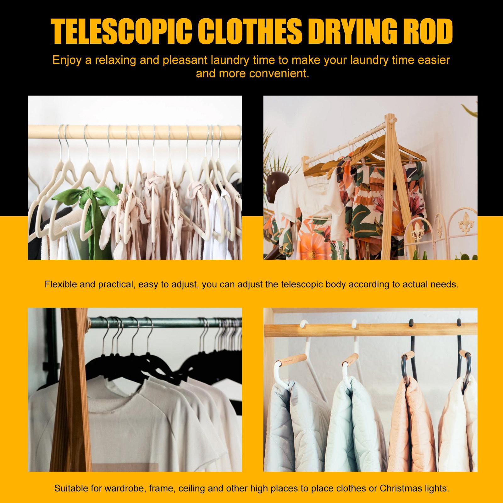 Aluminium Alloy Telescopic Clothesline Pole Retractable Lightweight Clothes Drying Rod Laundry Hanging Fork Sturdy Balcony Pole other