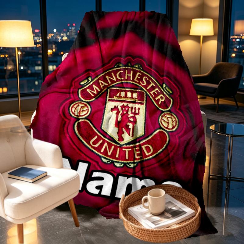 Custom Name Personalized Manchester United F.C Print Blankets, Home Decor, Bedroom, Sofa, Camping, Couch, Gifts for Birthday Christmas