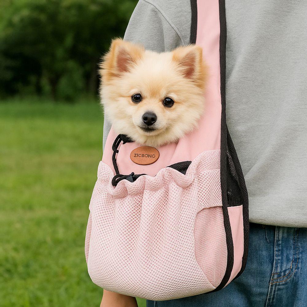 Portable Breathable Pet Chest Shoulder Bag Adjustable Double Shoulder Dog Walking Bag Foldable Cycling Pet Backpack Travel