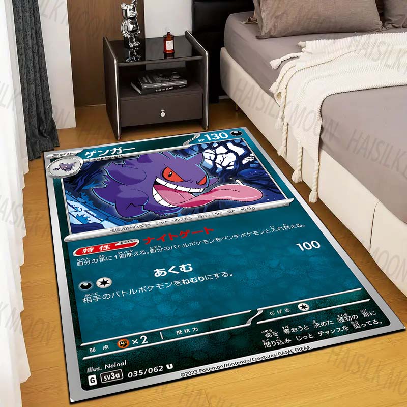 1PC Gengar Pokémon Cards Print Rug Carpet for Living Room Children Bedroom Mat Sofa Doormat Floor Rug Home Decor Anti Slip Mat