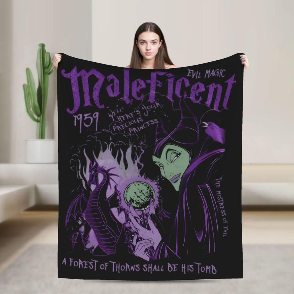 Sleeping Beauty Maleficent Villain Velvet Throw Blankets Bad Witches Blankets for Home Travel Lightweight Thin Outdoor Portable