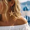 Bohemia Gold Color Starfish Hoop Earring for Women Vintage Exaggerate Metal Big Starfish Earring Beach Party Daily Wear Jewelry