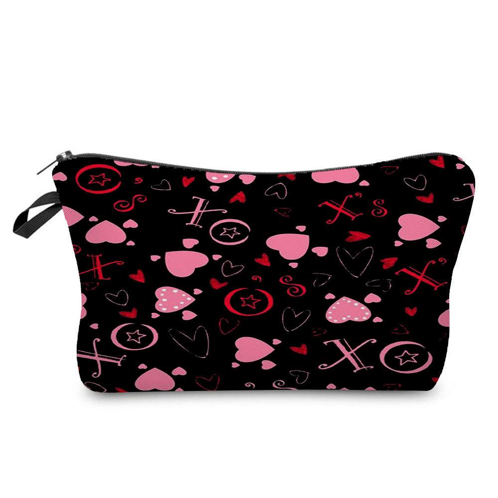 Women Hearts Print Cosmetic Bag Toiletries Organize Travel Storage Case KTB