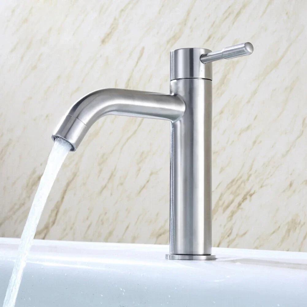 

High Quality Practical Basin Faucet Sink Tap Home Improvement Kitchen Mixer Stainless Steel Bathroom Faucet Cold Water China Mainland