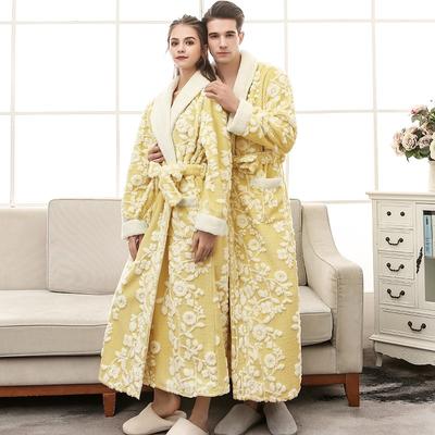 Çift Gecelik Kadın Kışlık Flanel Bornoz Kalınlaştırılmış Sıcak Kimono Bornoz Pijama Pijama Büyük Beden