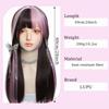 Synthetic Cosplay Wig Pink Highlighted Wig Long Straight Hair with Bangs Heat - Resistant for Women Cosplay & Daily Wear