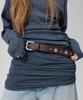 Pineoslupeu Mixed Stud Leather Belt Brown
