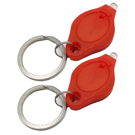 2Pcs Mini LED Flashlights with Key Ring Compact Size Portable Battery Powered Outdoor Camping Bright Tiny Light Emergency Lamps