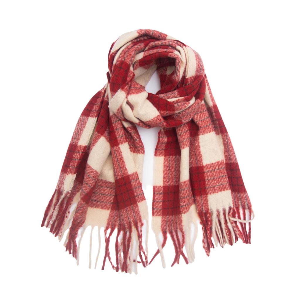 Amazon popular Christmas red plaid scarf foreign trade autumn and winter without hair loss imitation cashmere scarf shawl dual-purpose