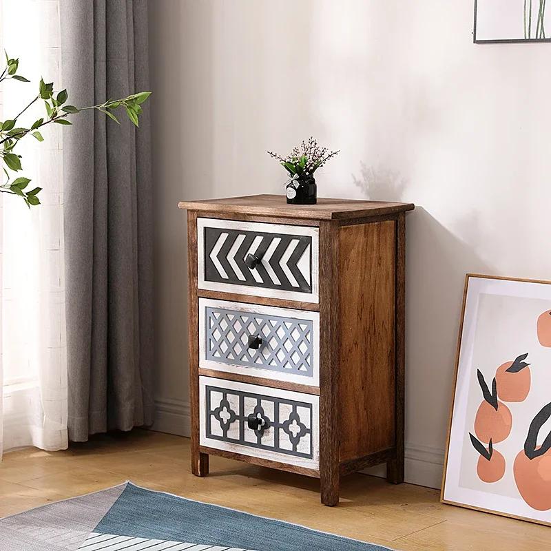 Solid Wood Multi-layer Drawer Cabinet – Retro Simple Storage Side Cabinet, Narrow Combination for Organizing