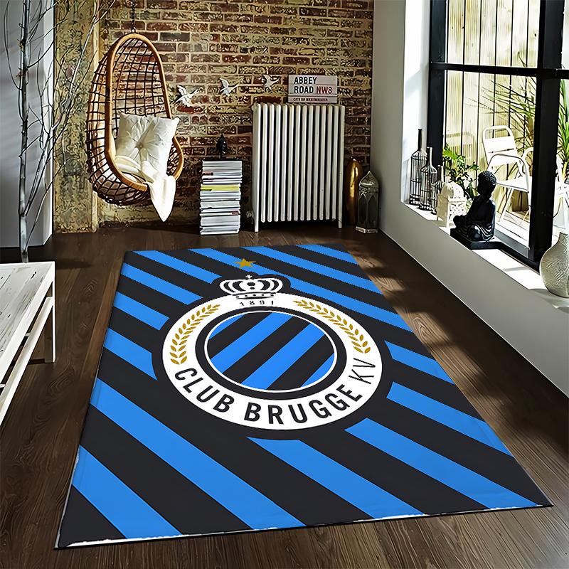 "Club Brugge KV Logo Black Blue Striped Pattern Carpet Rug Design" Suitable for Use As an Anti-slip for Living Room Bedroom Sofas