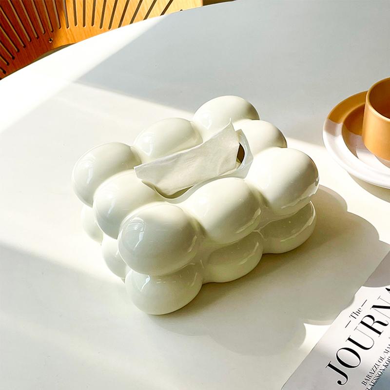 High-end Napkin Paper Box Egg Shaped Ceramic Tissue Box Ornaments Home room Table Drawer Paper Box Tea Room Desk Paper Towel Box