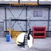 1/64 Car Garage Model Featuring Lift, Oil Drum, And Repair Frame Elements