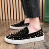 Trend New Men's Gold Slip On Punk Rivet Loafter Leisure Leather Shoes Male Comfortable Sneakers Tenis Masculino Zapatos Hombre