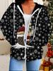 Christmas 3D Printed Hooded Cardigan Plus Size Autumn Winter Retro