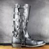 Medieval PU Leather Leg Guards Renaissance Warrior Boot Covers Equestrian Cosplay Gaiters