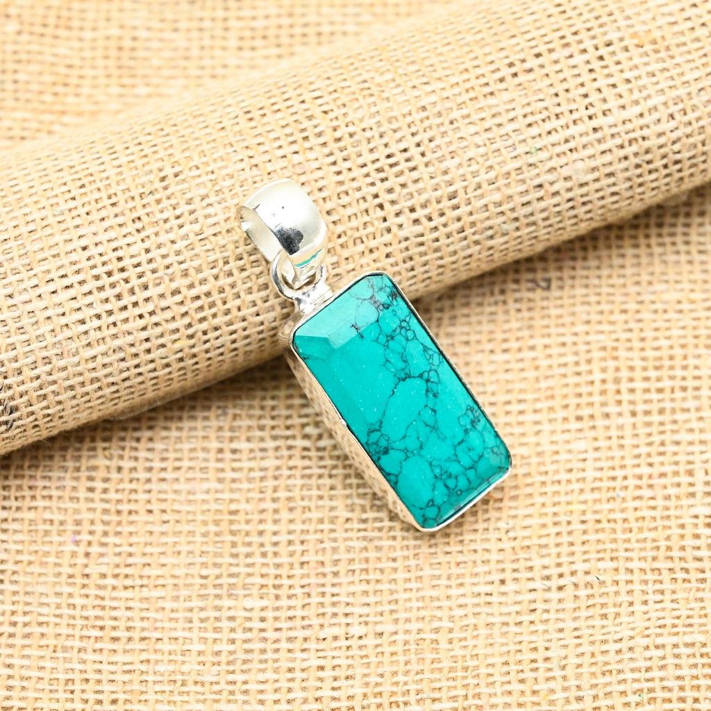 Santa Rosa Türkis Edelstein 925 Sterling Silber handgefertigter Schmuckanhänger