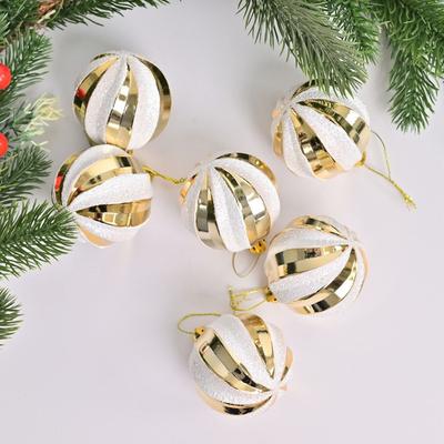 6pcs 6cm Painted Christmas Balls Pendant Shatterproof Reusable Xmas Tree Pendants Elegant Plastic Electroplated Hanging Balls